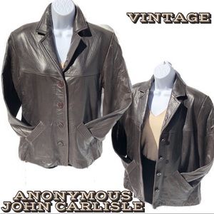 VINTAGE ANONYMOUS JOHN CARLISLE LEATHER COAT Brown